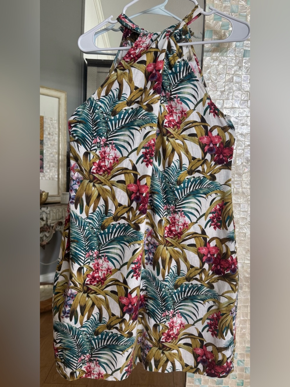 Tommy Bahama Multicolor Tropical Print Halter Dress